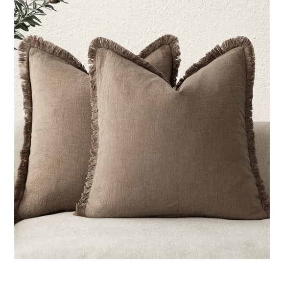 Fringed Brown Throw Pillow Covers - Picture 1 of 9